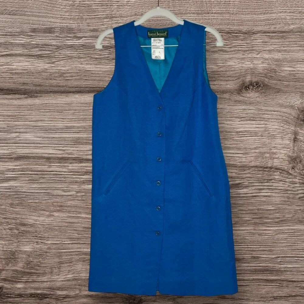 Harve Benard by Benard Holtzman 12P Linen Blend Sleeveless Button Front Dress